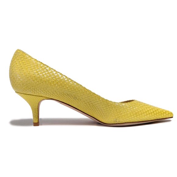 Jimmy Choo Agnes Yellow Snake Print Size EU 37 US 7 Kitten Heel Pumps. Authentic - Picture 3 of 12